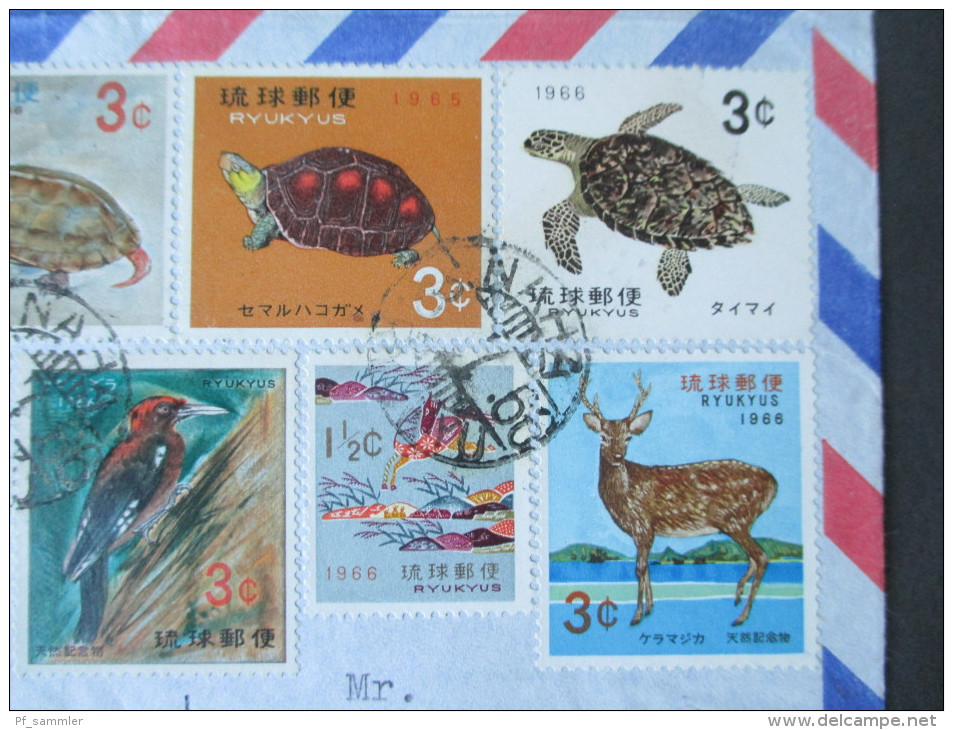 Japan / Ryukyus 1965 / 66. Motive Tiere. Schildkröten / Wal / Specht / Reh / Vogel. Schöne Frankatur. Luftpost / Airmail - Tortues