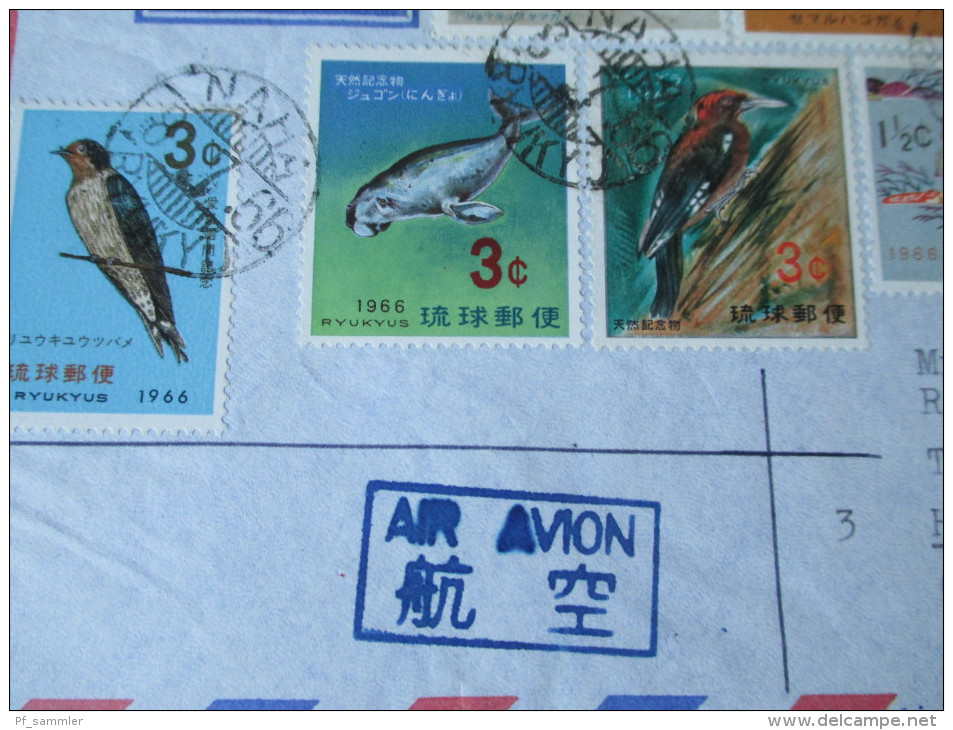 Japan / Ryukyus 1965 / 66. Motive Tiere. Schildkröten / Wal / Specht / Reh / Vogel. Schöne Frankatur. Luftpost / Airmail - Schildkröten