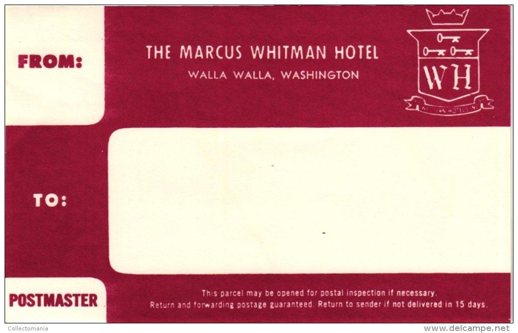 12 HOTEL Labels WISCONSIN Madison Appleton Wausau Milwaukee Beaver Dam Washington Spokane Seattle