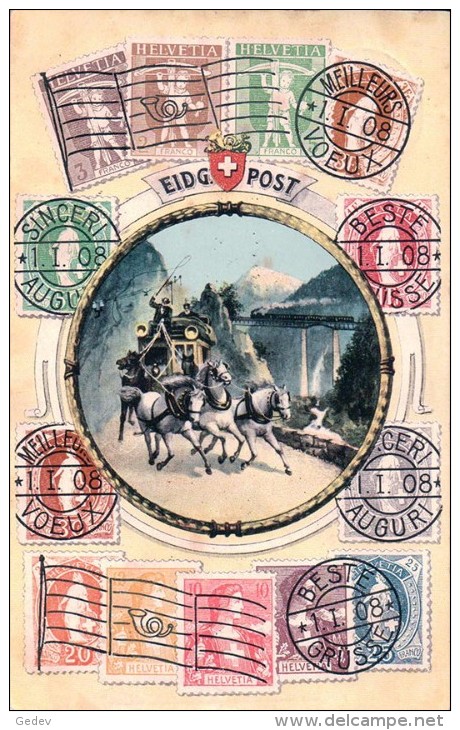 Eidg. Schweizer Post, Diligence Et Timbres (1783) - Timbres (représentations)
