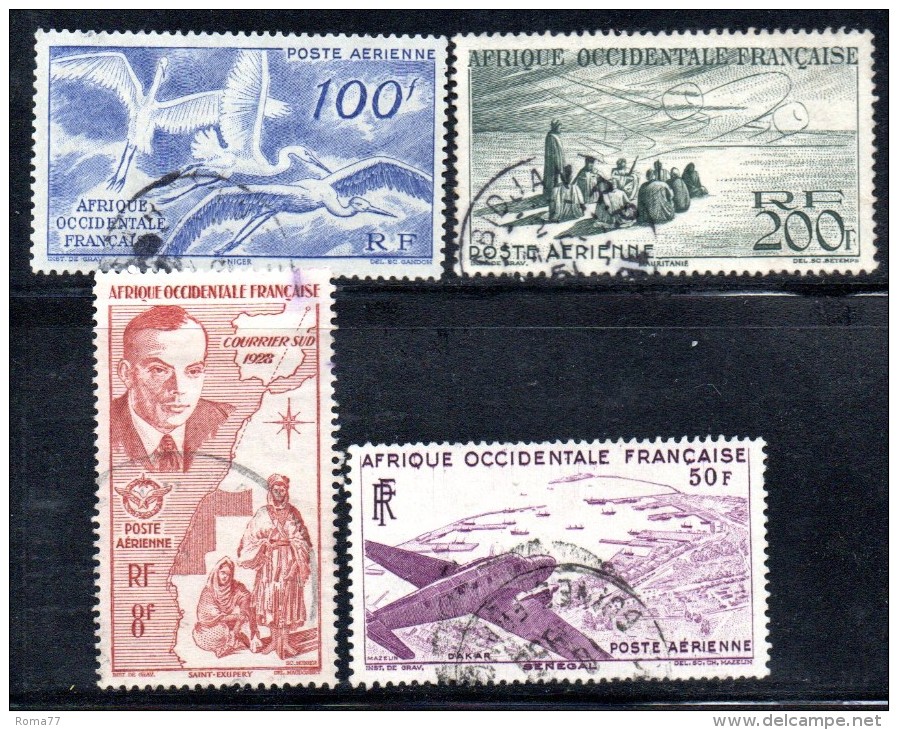 GF1077 - AFRICA OCCIDENTALE FRANCESE 1947 , Posta Aerea N. 11/14 Usata - Ongebruikt