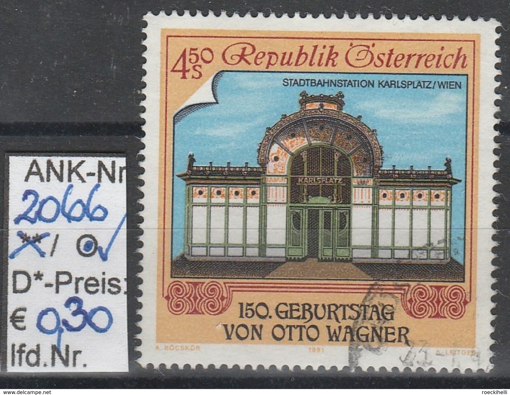 12.7.1991  -  SM "150. Geburtstag Von Otto Wagner" - O  Gestempelt - Siehe Scan  (2066o) - Oblitérés