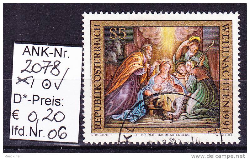 29.11.1991 - SM "Weihnachten 1991"  -  o  gestempelt -  siehe Scan  (2078o 01-27)