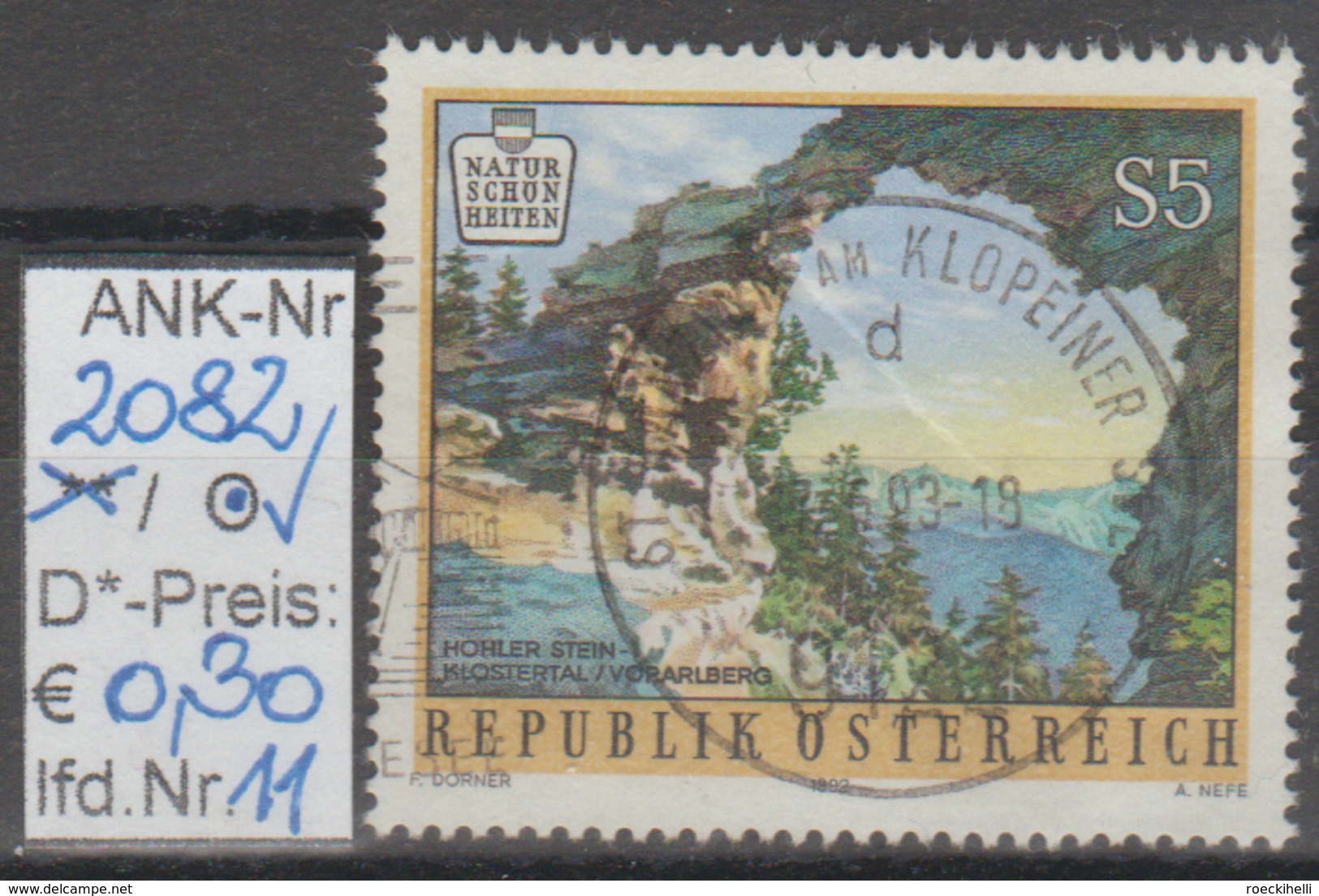 5.2.1992 - SM  "Naturschönheiten in Österreich"  -  o  gestempelt  -  siehe Scan  (2082o 01-11)