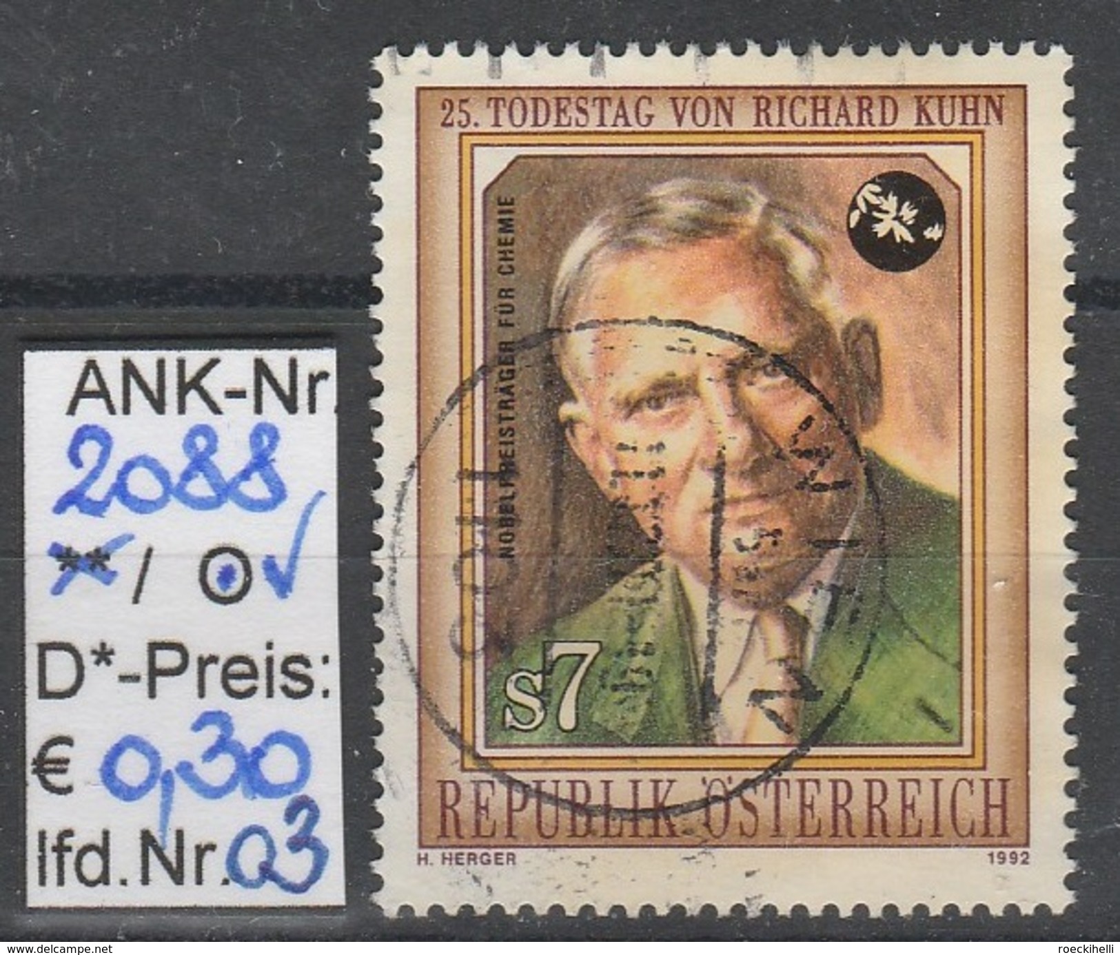 27.3.1992 -  SM Aus Satz "Naturwissenschaftler"  -   O  Gestempelt  -  Siehe Scan  (2088o 01-04) - Used Stamps