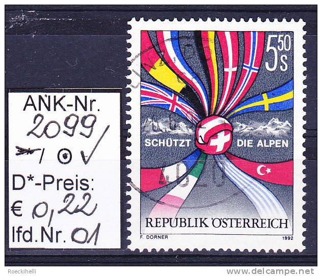 22.5.1992 -  SM  "Schützt Die Alpen"  -   O  Gestempelt  -  Siehe Scan  (2099o 01-19) - Used Stamps