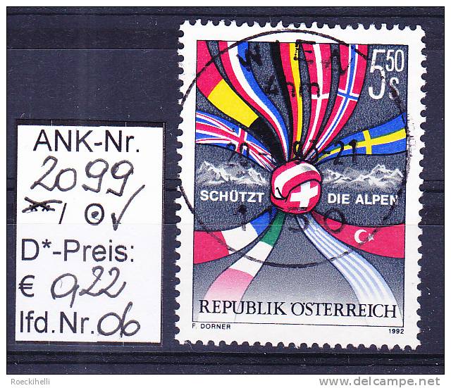 22.5.1992 -  SM  "Schützt die Alpen"  -   o  gestempelt  -  siehe Scan  (2099o 01-19)