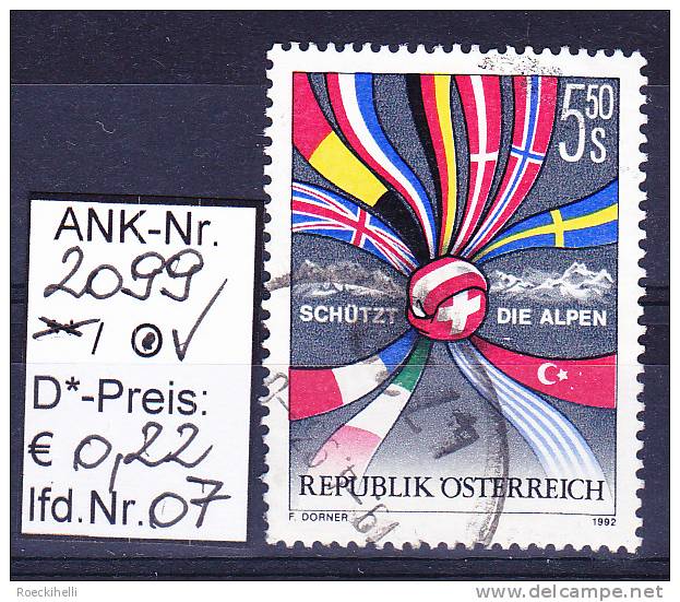 22.5.1992 -  SM  "Schützt die Alpen"  -   o  gestempelt  -  siehe Scan  (2099o 01-19)