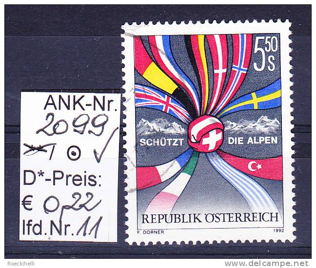 22.5.1992 -  SM  "Schützt die Alpen"  -   o  gestempelt  -  siehe Scan  (2099o 01-19)
