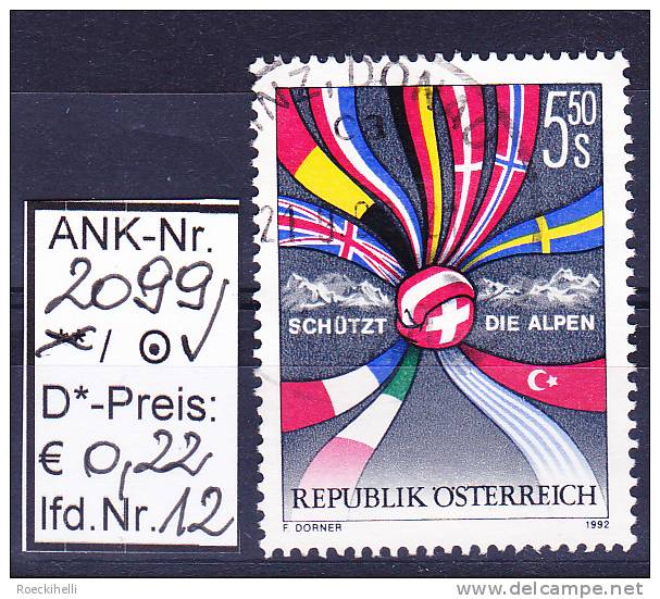 22.5.1992 -  SM  "Schützt die Alpen"  -   o  gestempelt  -  siehe Scan  (2099o 01-19)