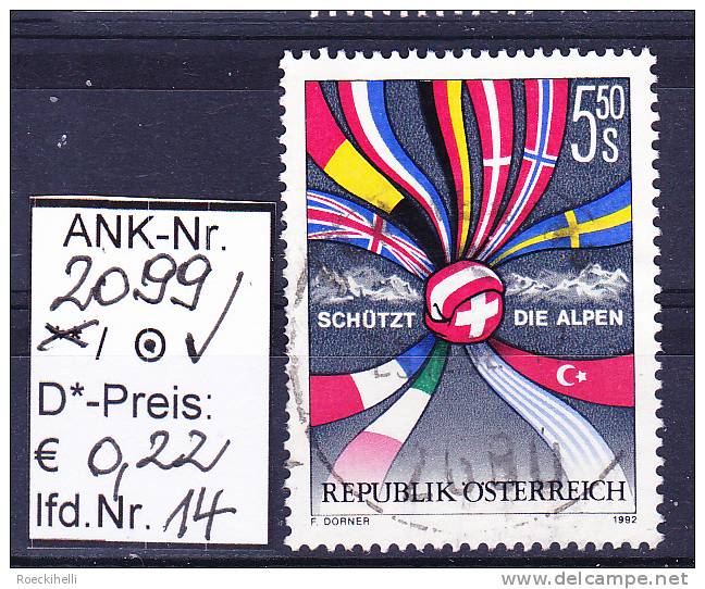 22.5.1992 -  SM  "Schützt die Alpen"  -   o  gestempelt  -  siehe Scan  (2099o 01-19)