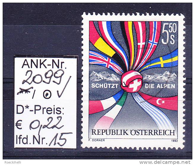 22.5.1992 -  SM  "Schützt die Alpen"  -   o  gestempelt  -  siehe Scan  (2099o 01-19)