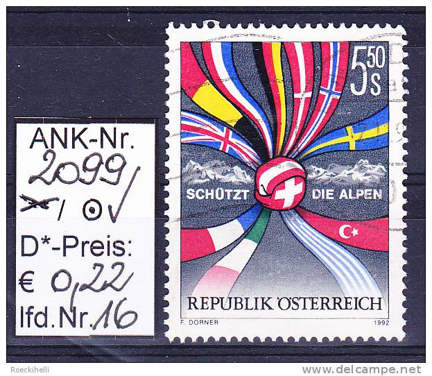 22.5.1992 -  SM  "Schützt die Alpen"  -   o  gestempelt  -  siehe Scan  (2099o 01-19)