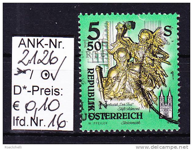 16.4.1993  -  FM-Erg.Wert  "Stifte u. Klöster in Österreich" - o  gestempelt  -  siehe Scan (2126o 01-22)