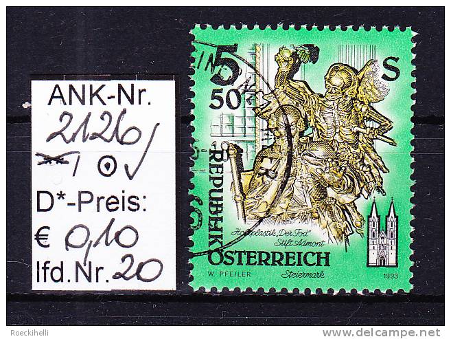 16.4.1993  -  FM-Erg.Wert  "Stifte u. Klöster in Österreich" - o  gestempelt  -  siehe Scan (2126o 01-22)