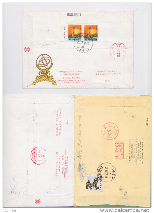 LOT DE 4 ENVELOPPES PREMIER JOUR CHINE - FIRST DAY COVER CHINA - FDC - CHINESE BOOKS POSTAGE STAMPS - TAÏWAN - FORMOSE - FDC