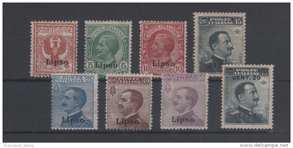 1912 Egeo Lipso Posta Ordinaria Leoni Michetti 2 Serie Cpl MLH - Aegean (Lipso)