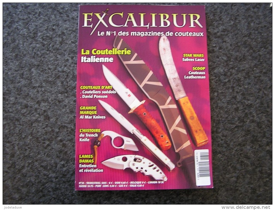 EXCALIBUR Revue N° 39 Couteaux Italien Trench Knife Système Coutellerie Coutelier Canif Poignard Dague Arme Baïonette - Armes