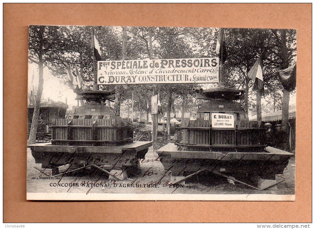 Concours National D´Agriculture Lyon 1907 - PRESSOIRS DURAY à LOZANNE (69) - Expositions