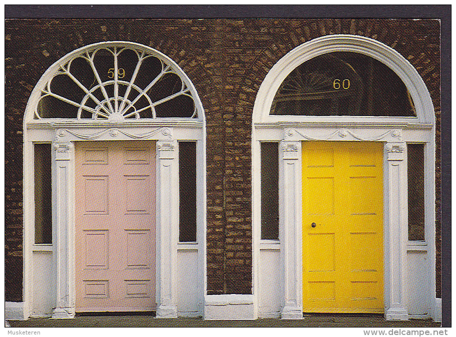 Ireland PPC Georgian Doors Türen Portes BAILE ATHA CLIATH 1986 HVIDOVRE Denmark (2 Scans) - Dublin