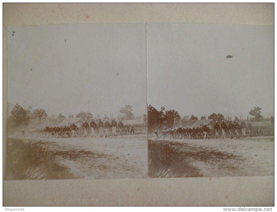 Photo Militaria Stéréo Grand Format Défilé De La Légion étrangère - Guerre, Militaire