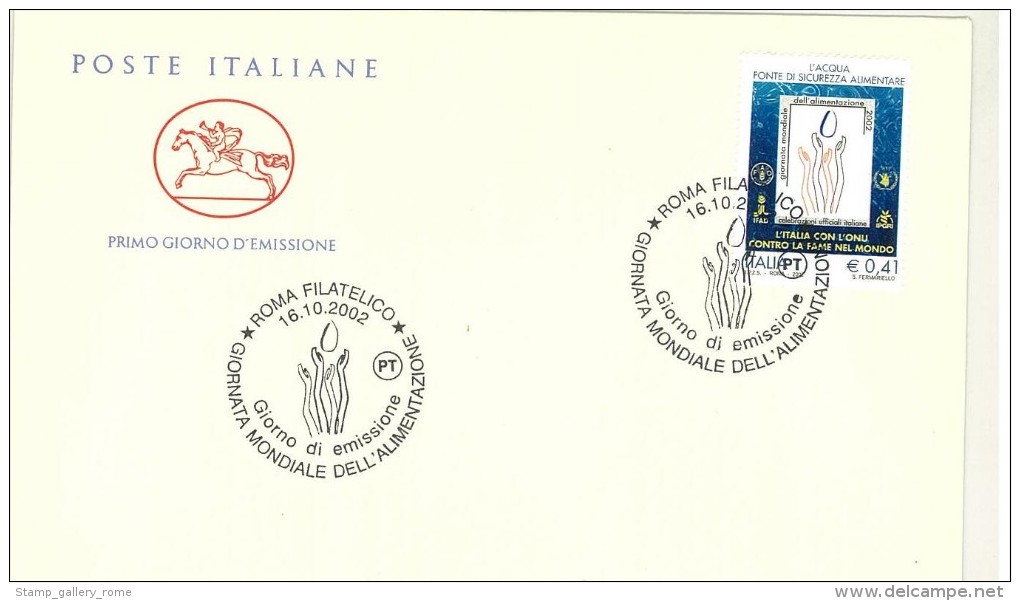 FDC CAVALLINO - ANNO 2002 - GIORNATA MONDIALE DELL'ALIMENTAZIONE - ROMA FIL - FDC