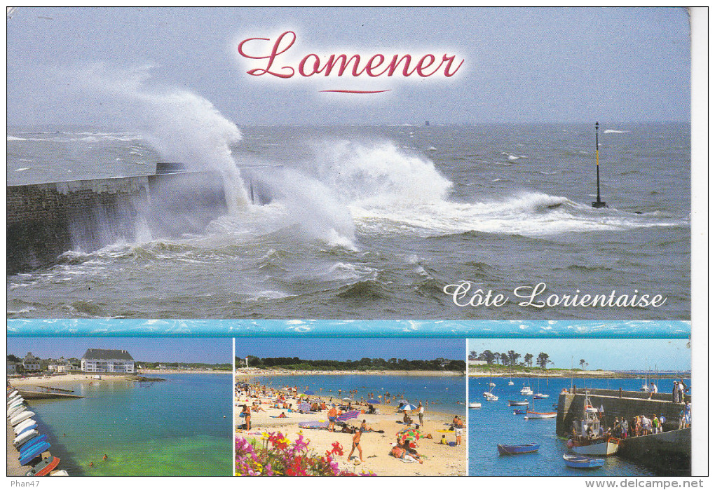PLOEMEUR (56-Morbihan), LOMENER Port De Pêche, Jetée, Plage, Anse Du Stolé,Coup De Vent Sur La Digue, Ed. Yca 2011 - Ploemeur