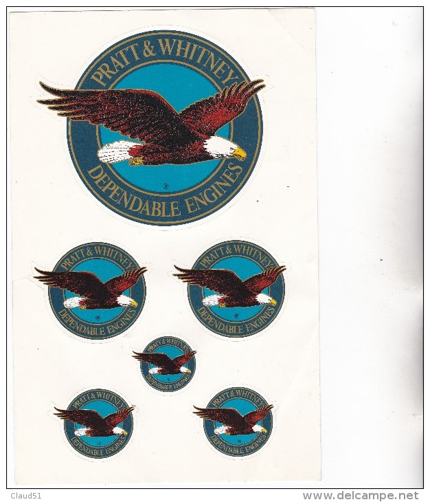 Planche De 6 Autocollants (Aigle):Pratt & Whitney -Dependable Engines (Fabricant Canadien De Moteur D'Avion - Stickers