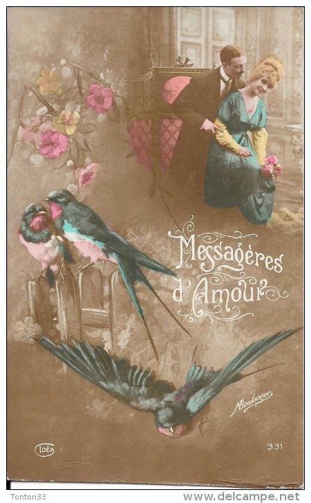 CPA COLORISEE  MESSAGERES D'AMOUR - Les Oiseaux Méssagers - ENCH33 - - Couples