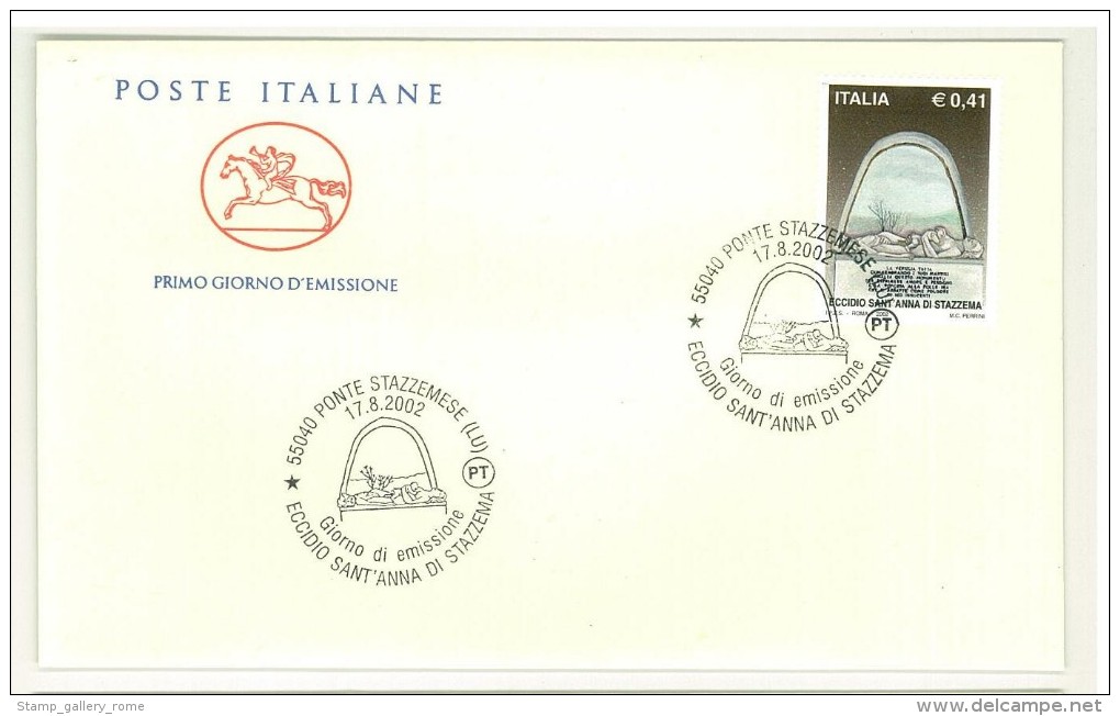 FDC CAVALLINO - ANNO 2002 - ECCIDIO SANT'ANNA DI STAZZEMA - PONTE STAZZEMESE - FDC