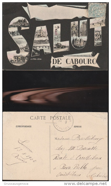 1895) SALUT DE CABOURG MULTIVUES VEDUTINE MULTIVEDUTE VIAGGIATA 1906 - Cabourg