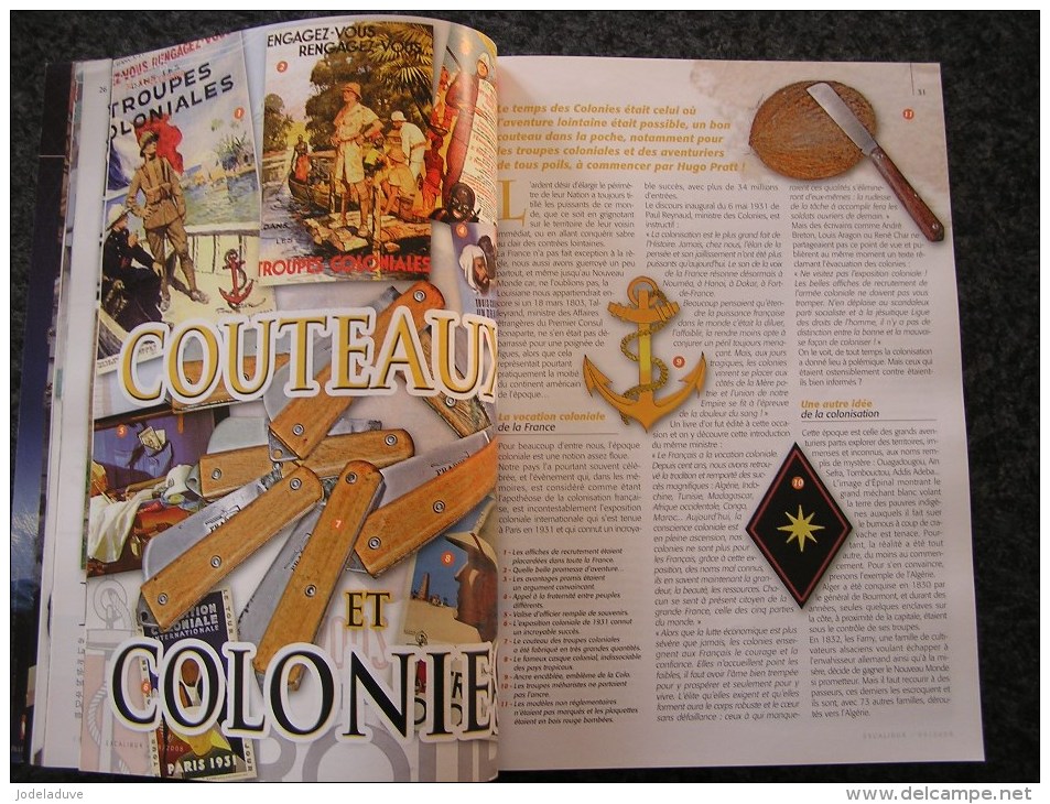 EXCALIBUR Revue N° 50 Couteaux Colonies Françaises Rambo Histoire Coutellerie Coutelier Canif Dagues Armée Française