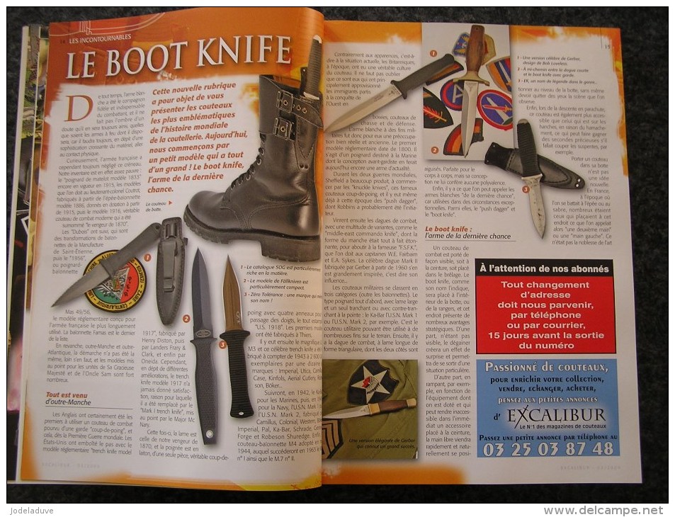 EXCALIBUR Revue N° 52 Couteaux Harley Davidson Boot Knife Histoire Marque Coutellerie Coutelier Scagel Canif Sabre - Waffen