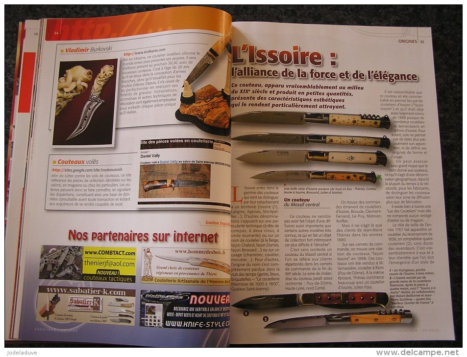EXCALIBUR Revue N° 54 Couteaux Stylos Issoire Corse Marquage Thiers Histoire Coutellerie Coutelier Poignard