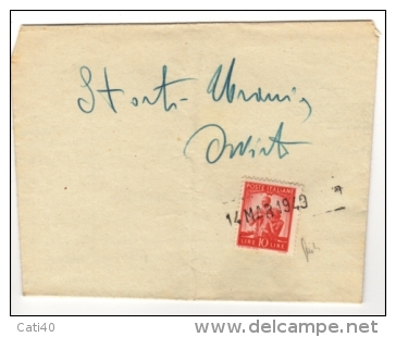 DEMOCRATICA L. 10  COME RECAPITO AUTORIZZATO CON ANNULLO A DATARIO 15/3/49 - AVVISO BANCO DI ROMA FILIALE DI ORVIETO - Storia Postale