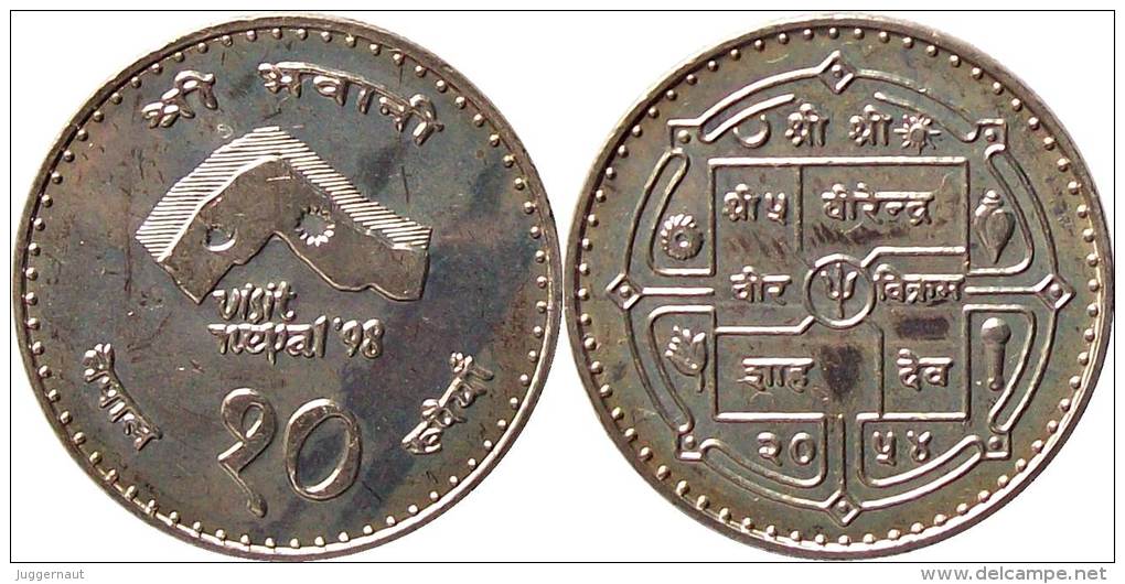 VISIT NEPAL YEAR 1998 RUPEE 10 COPPER-NICKEL COIN NEPAL 1997 KM-1118 UNCIRCULATED UNC - Népal