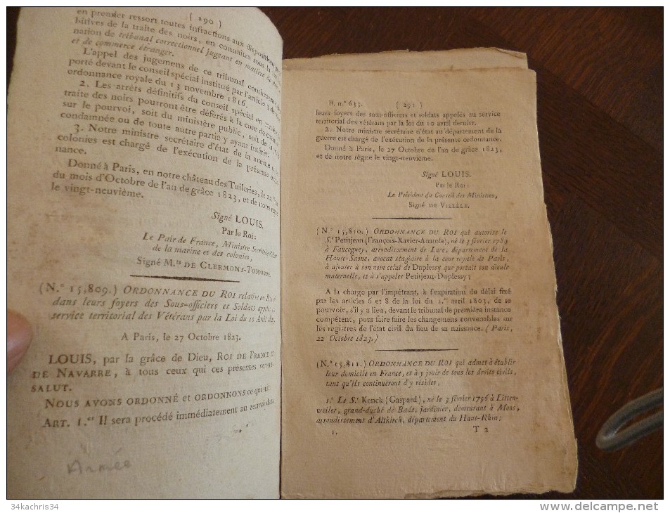 Bulletin Des Lois  N°633 22/10/183. Ordonnance Du Roi Traite Des Noirs Sur L'¨le De Bourbon Réunion Esclavage - Décrets & Lois