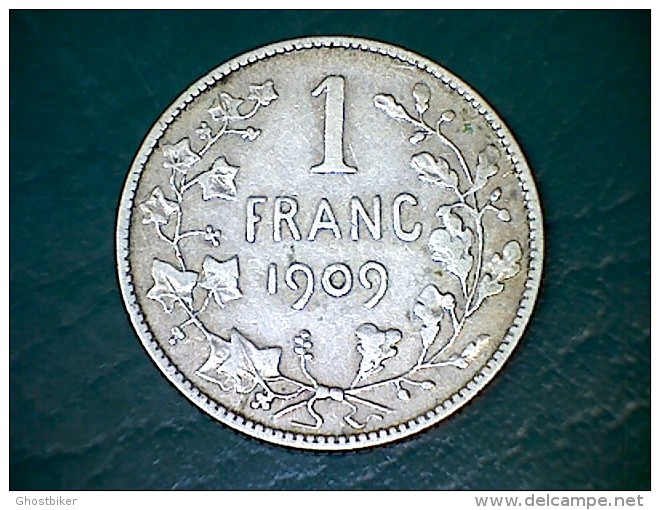 Leopold II - 1 Franc 1909 Ag - TH Vincotte (zonder Punt / Sans Point) - 1 Franc