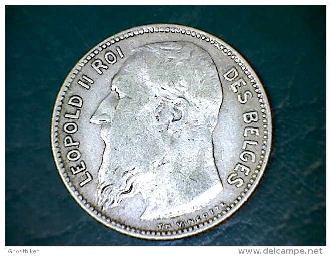 Leopold II - 1 Franc 1909 Ag - TH Vincotte (zonder Punt / Sans Point) - 1 Franc