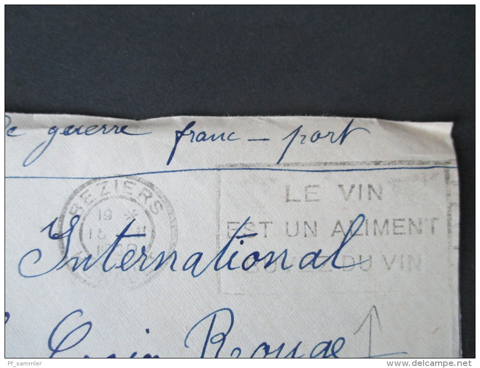 Frankreich 1940 Kriegsgefangenpost / Prisonnier De Guerre. Franc-Port. Le Vin Est Un Aliment Buyez Du Vin. Croix Rouge - Briefe U. Dokumente