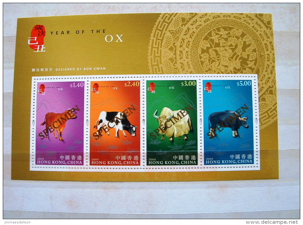 Hong Kong 2009 Year Of The Ox - Mint Sheet MNH Specimen Overprint - Unused Stamps