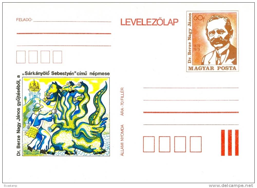 HUNGARY - 1979.Postal Stationery - Ethnographer,Dr.Janos Berze Nagy(Fairy Tale)  MNH!!!Cat.No.280. - Postal Stationery