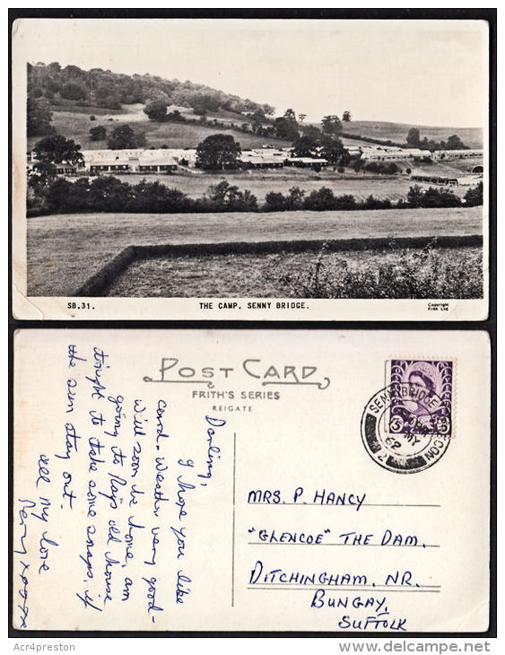 Pcd093 GB 1962, Postcard, Senny Bridge Camp, Posted From Senny Bridge, Brecon - Breconshire