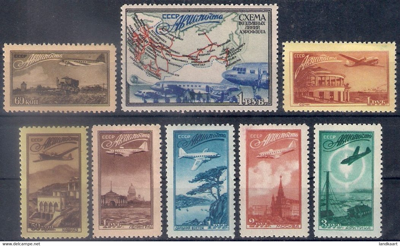 Russia 1949, Michel Nr 1401-08, MLH OG - Ongebruikt