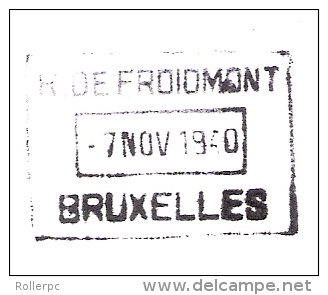 900301 COMMERCIAL REVENUE CANCEL DEVICE - RAIL TYPE "G" STYLE - "R.DE FROIDMONT // BRUXELLES" - ...-1959