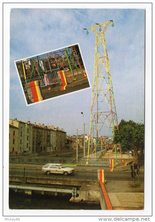 OULLINS--1987--"Créer Oullins"--La Saulaie : Pylone--Populart-Tepito Arte Acé 1984-(voiture,pont),cpm Phot Populart--cpm - Oullins