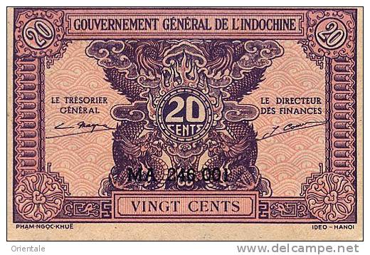 FRENCH INDOCHINA  P. 90 20 C 1942 UNC - Indochina