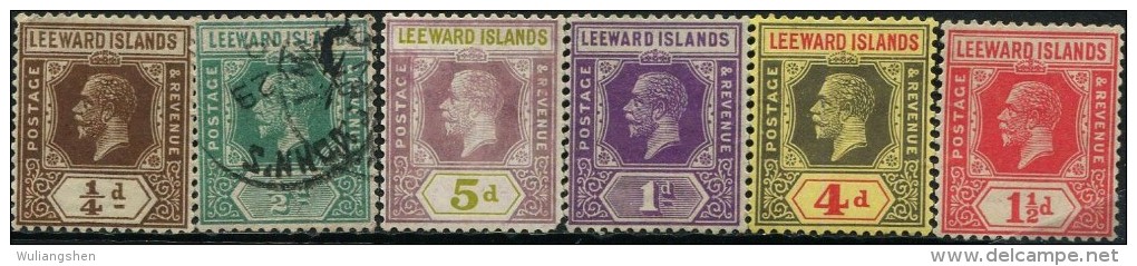 AM0807 Leeward Islands 1922 King Edward 6v MLH - Leeward  Islands