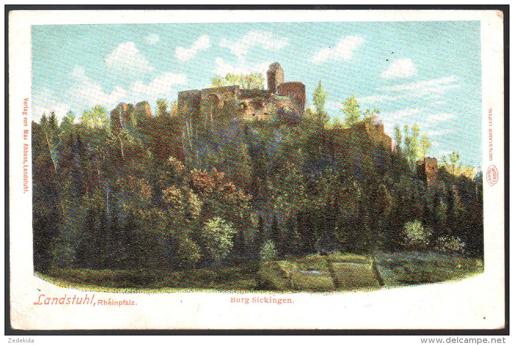 0948 - Alte Auto Chrom Ansichtskarte - Landstuhl Rheinpfalz - Burg Sickingen Louis Glaser N. Gel - Landstuhl