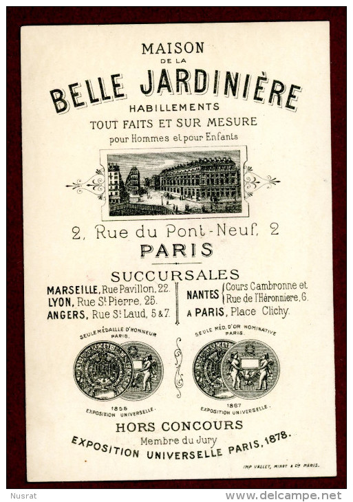 Paris A La Belle Jardinière, Jolie Chromo Dorée Lith. Vallet Minot, Petit Angelot, Oeuf à La Coque - Autres & Non Classés